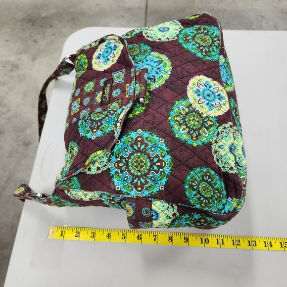 Longaberger Sisters Lexie Quilted Reversible Tote & Makeup Bag Adorn Brown Green - Picture 8 of 16